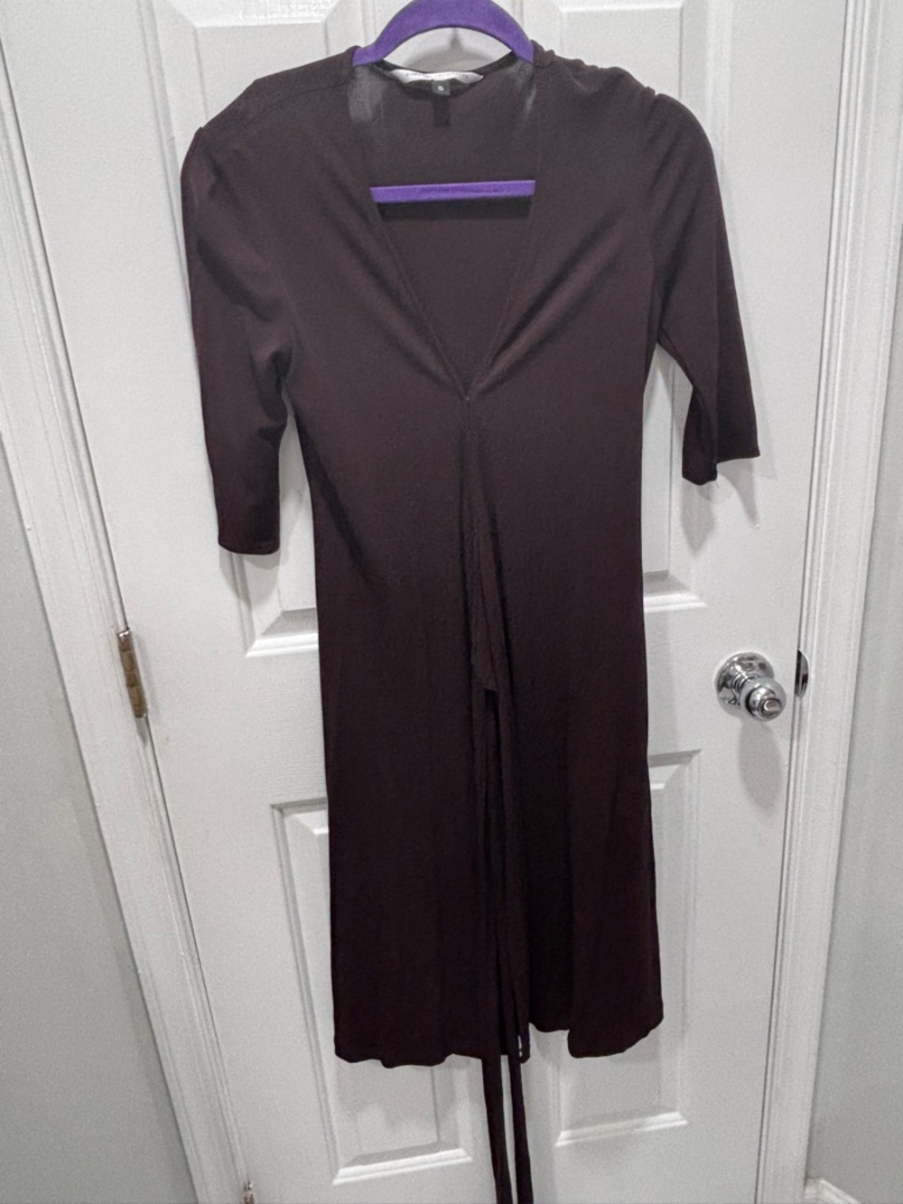 Diane Von Furstenberg Dark Brown Long Sleeve Wrap Dress